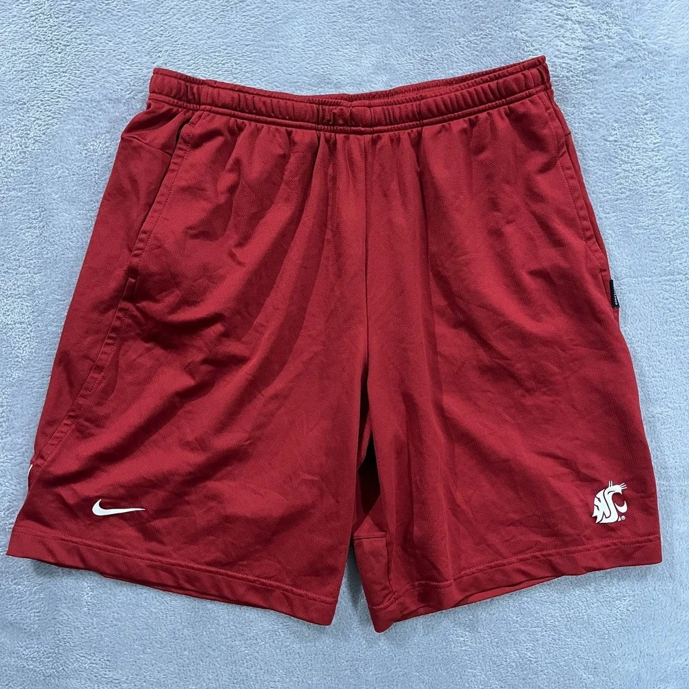 Nike Washington State Cougars WSU Athletic Shorts Mens L Woven Dri-Fit Pockets